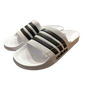 Adidas Unisex Adilette Shower Slides White & Black, Men 13 Women 14, New